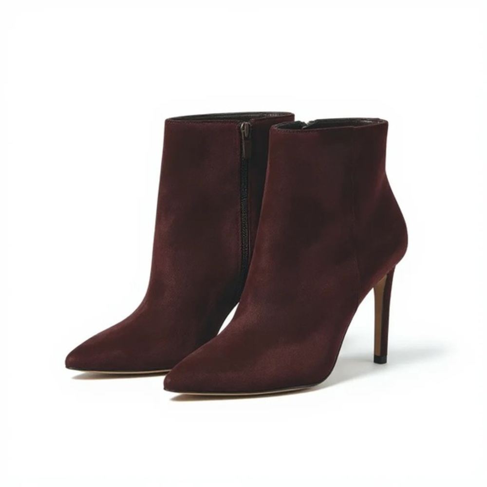 9 West Elegant Suede Ankle Boots - Maroon